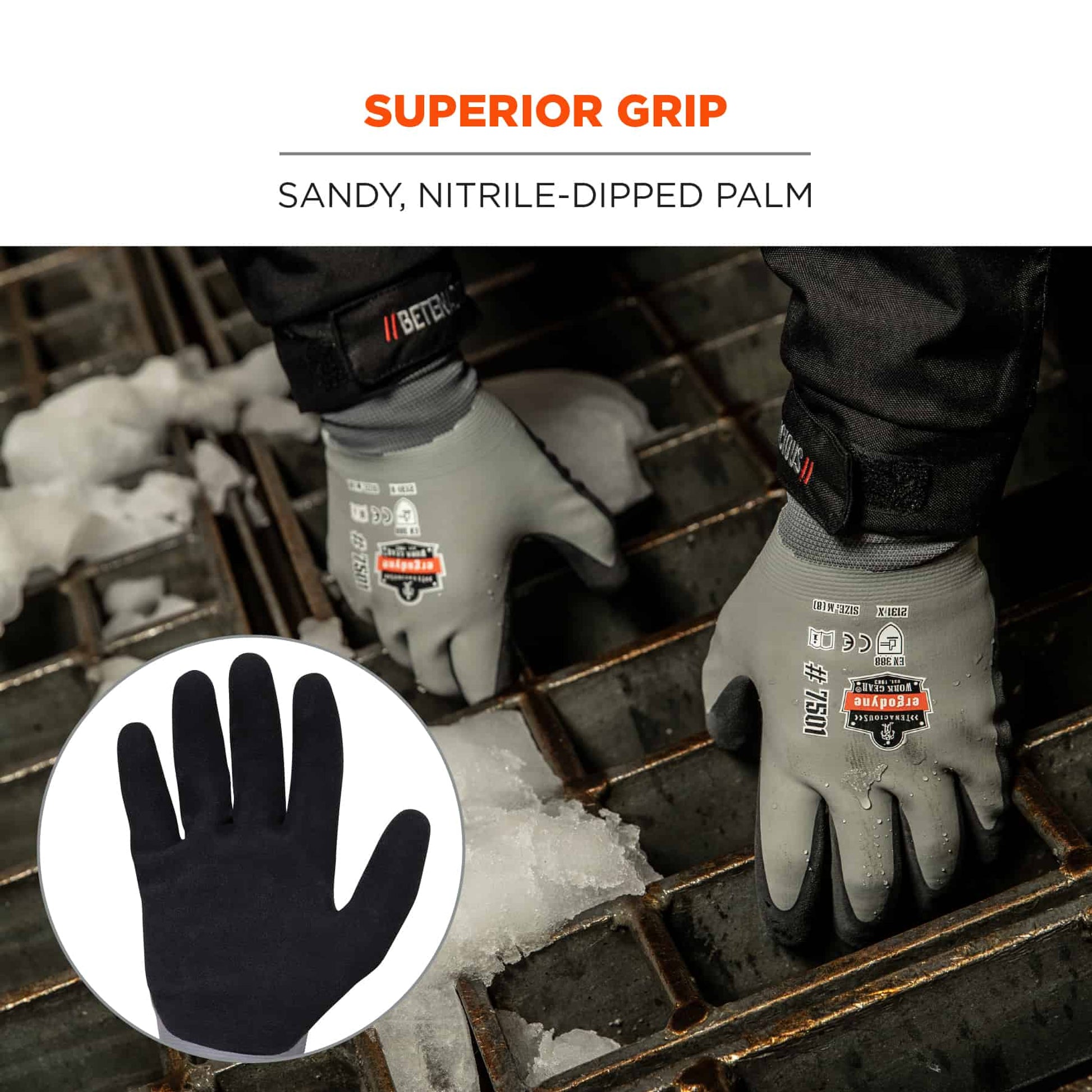 Ergodyne ProFlex 7501 Coated Waterproof Winter Work Gloves - Gray - 144-pair