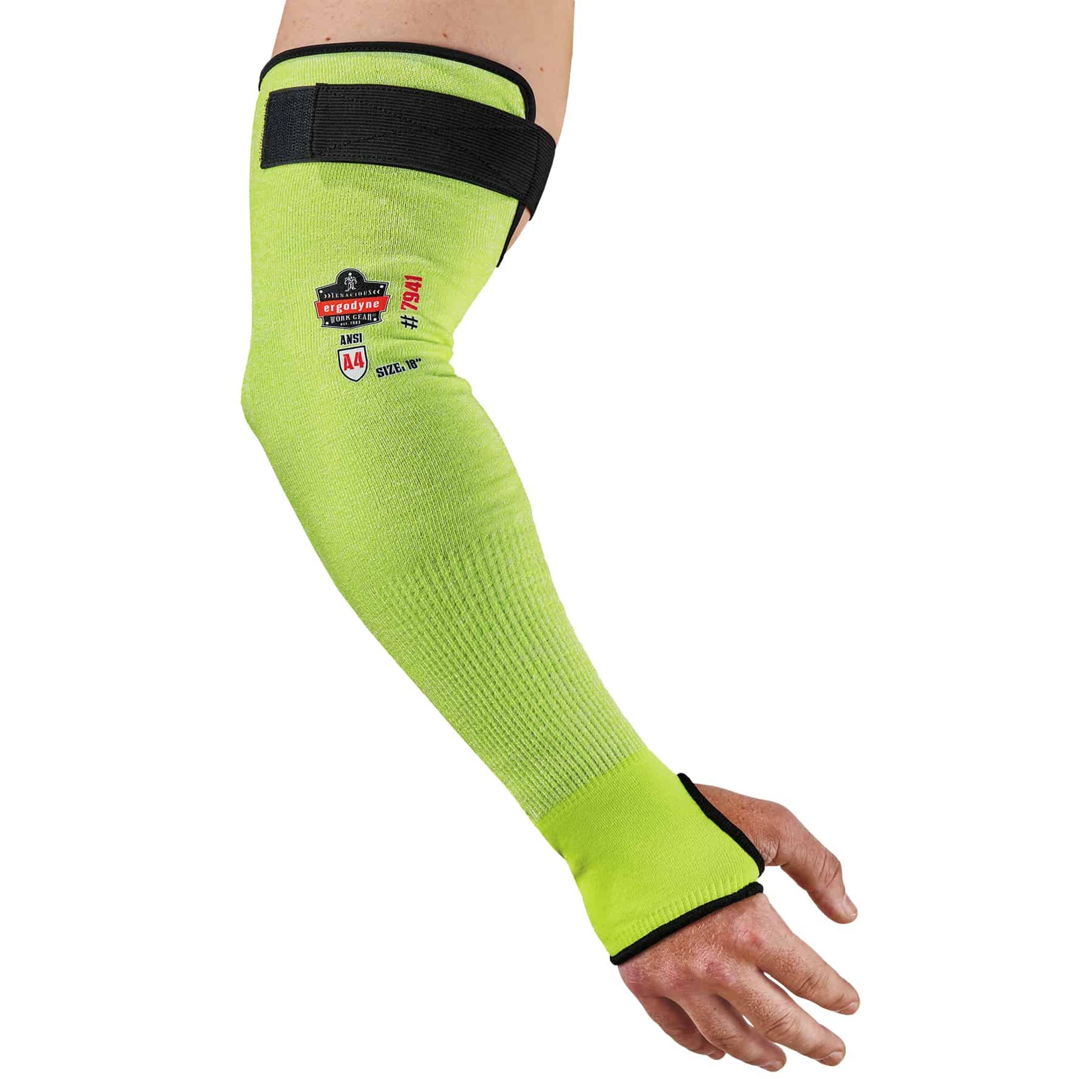 Ergodyne ProFlex 7941-PR Cut-Resistant Protective Arm Sleeve - ANSI/ISEA 105-2016 A4, EN388: 3X4XD, Moisture-Wicking - Lime - 18 in - 1-pair