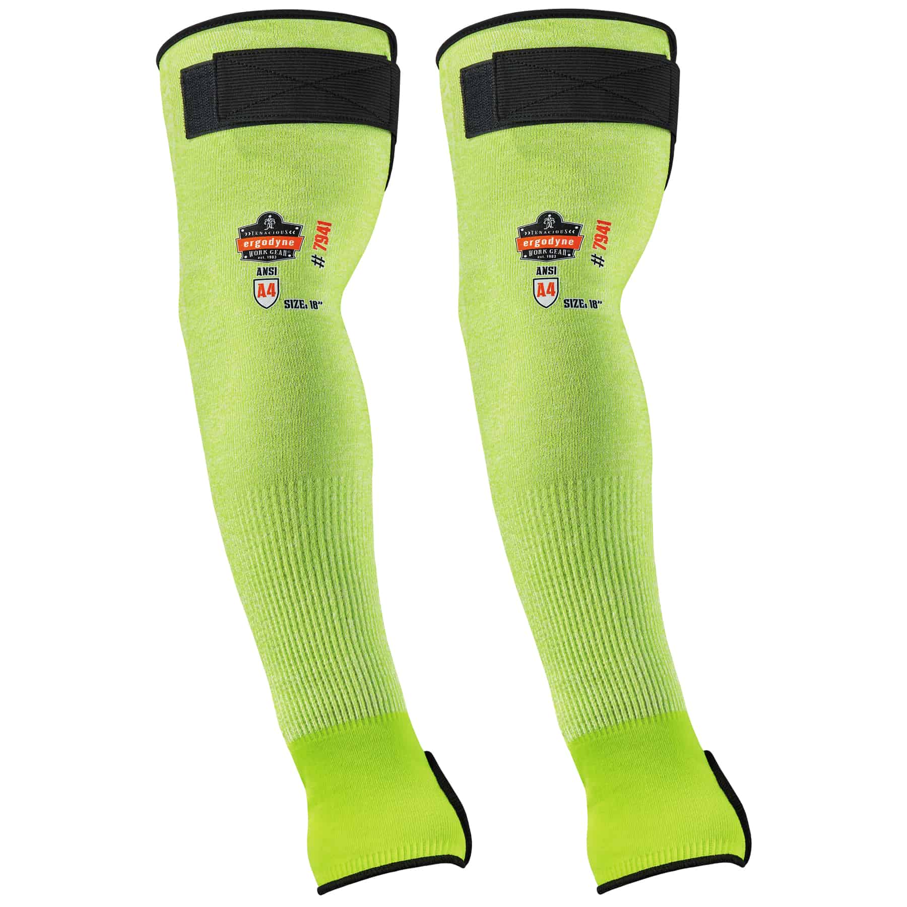 Ergodyne ProFlex 7941-PR Cut-Resistant Protective Arm Sleeve - ANSI/ISEA 105-2016 A4, EN388: 3X4XD, Moisture-Wicking - Lime - 18 in - 1-pair