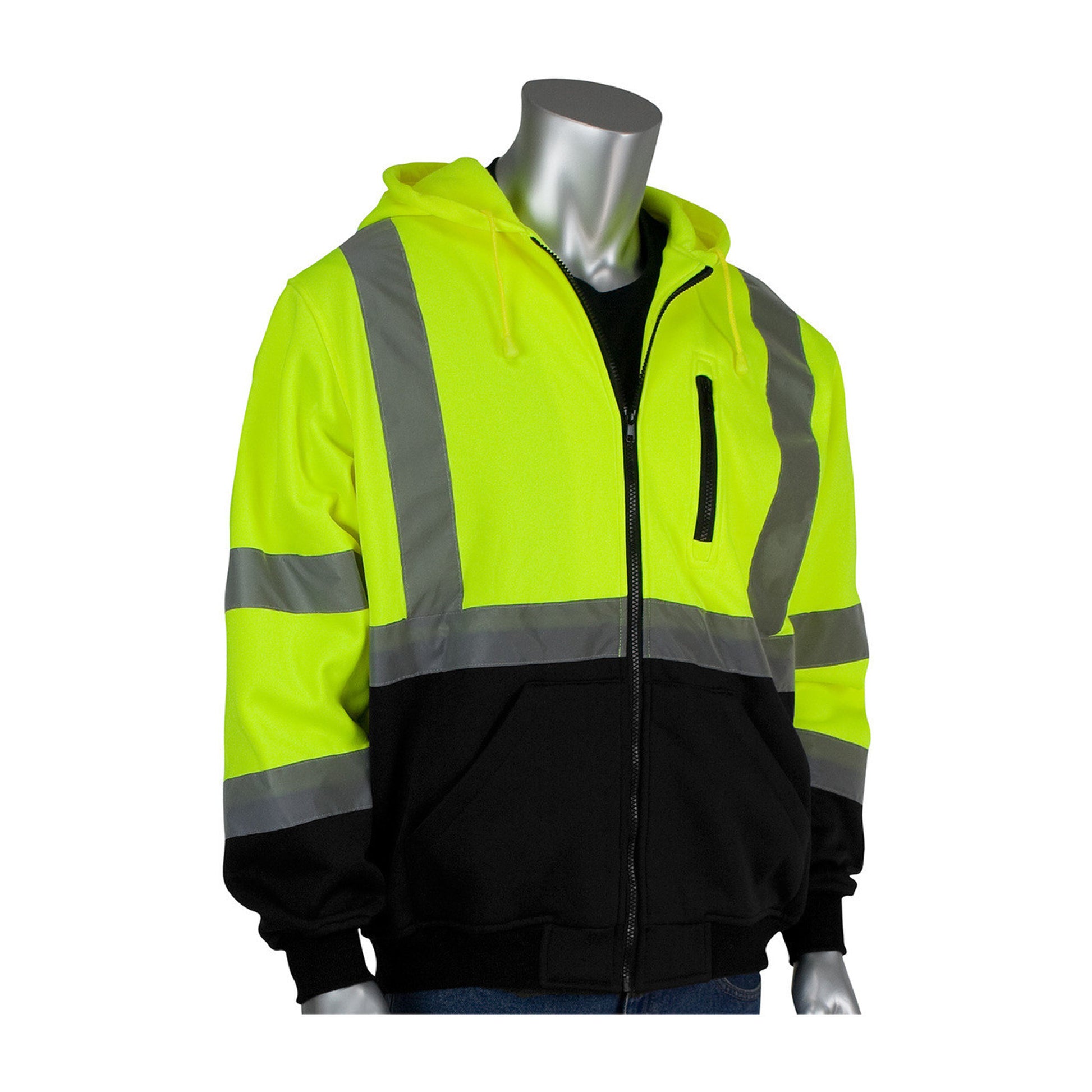 PIP Class 3 Full Zip Hooded Sweatshirt with Black Bottom 323-1370B