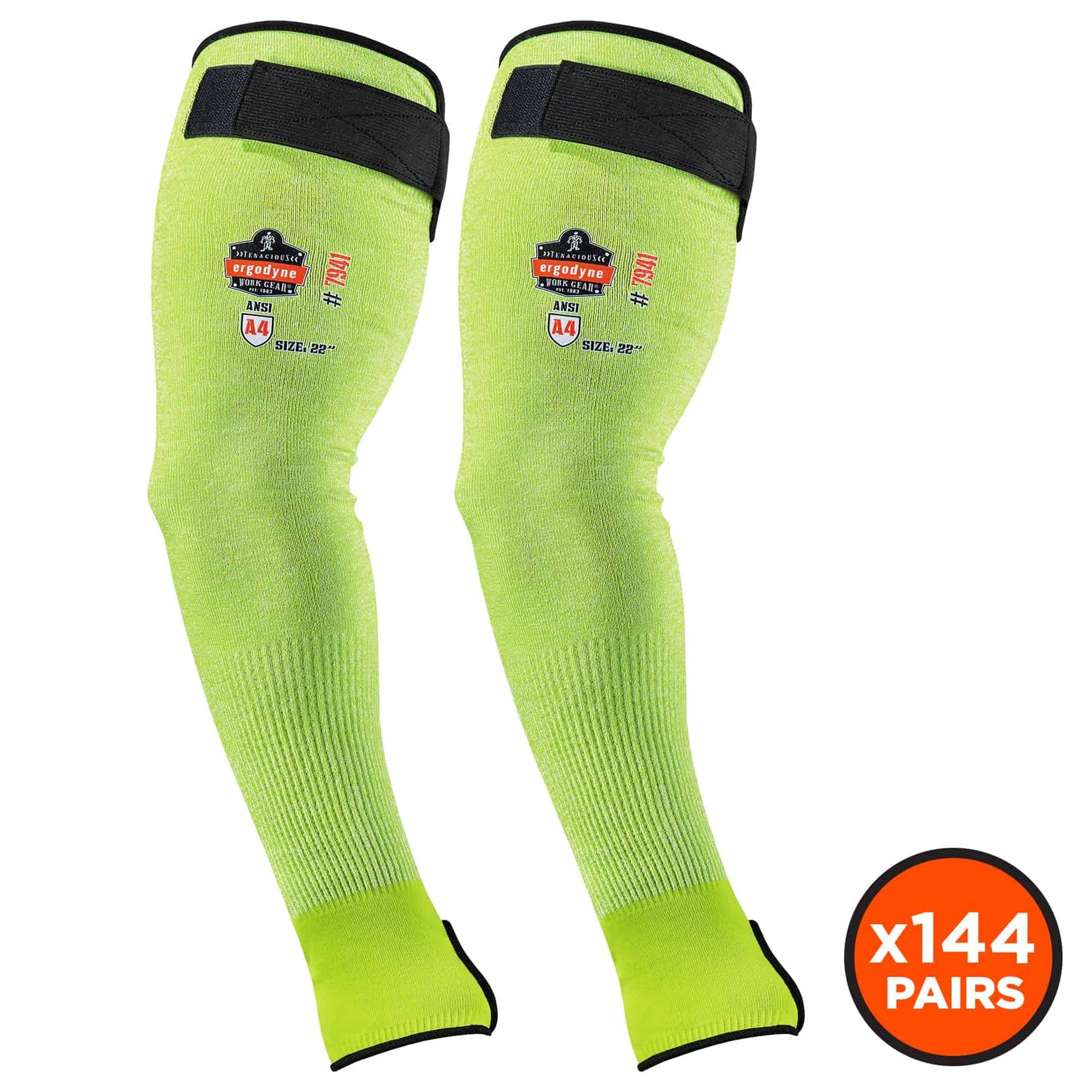 Ergodyne ProFlex 7941-PR Cut-Resistant Protective Arm Sleeve - ANSI/ISEA 105-2016 A4, EN388: 3X4XD, Moisture-Wicking - Lime - 22 in - 144-pair