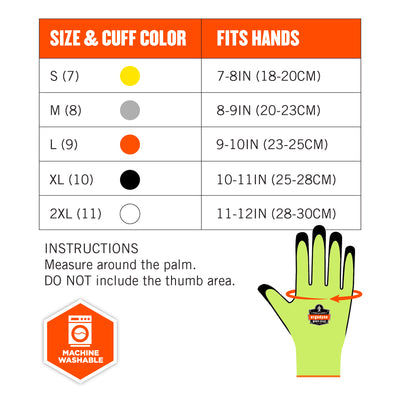 Ergodyne ProFlex 7021 Hi-Vis Nitrile Coated Cut-Resistant Gloves - ANSI A2, EN388: 4342B, 18g, Wet Grip - Lime - 1-pair