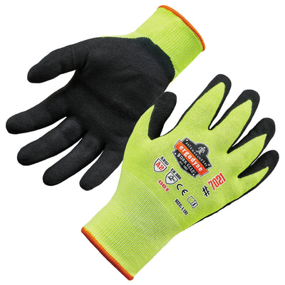 Ergodyne ProFlex 7021 Hi-Vis Nitrile Coated Cut-Resistant Gloves - ANSI A2, EN388: 4342B, 18g, Wet Grip - Lime - 1-pair
