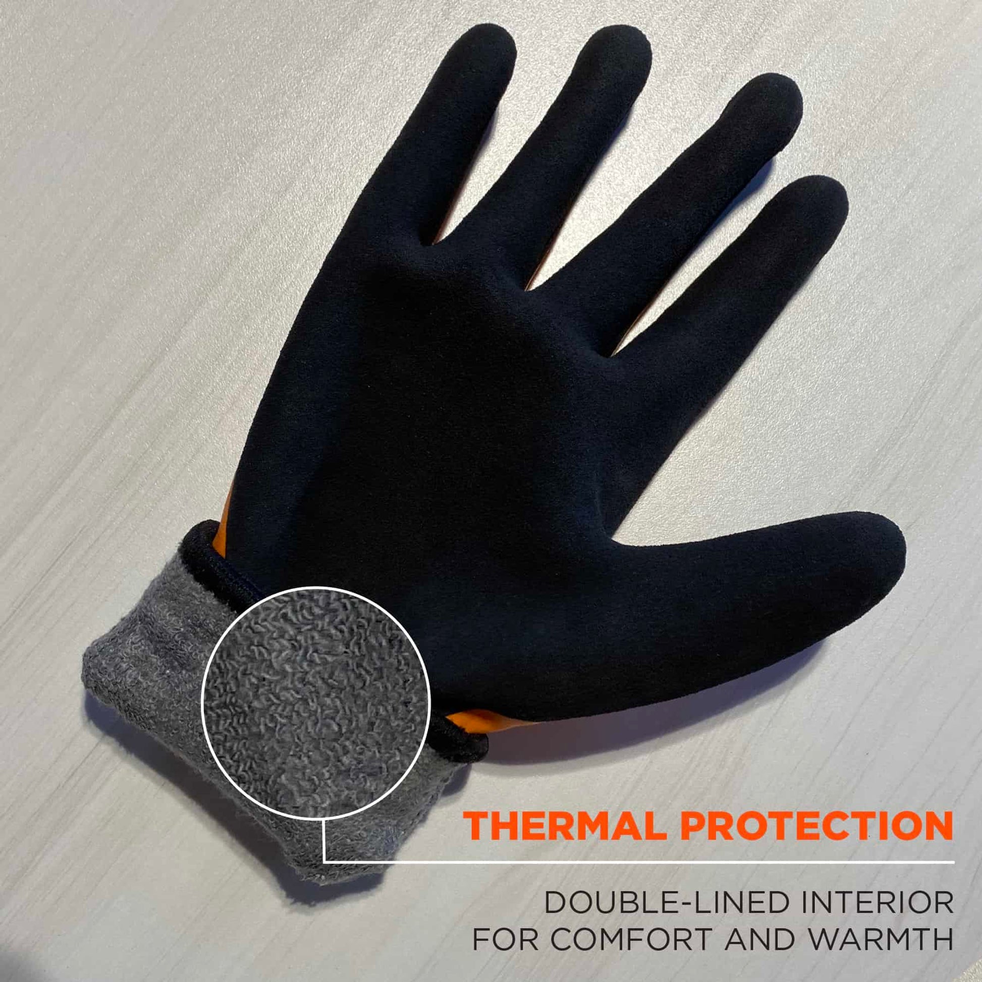 Ergodyne ProFlex 7551 Coated Cut-Resistant Winter Work Gloves - ANSI/ISEA 105-2016 A5, EN 388: 4X43E, Waterproof - Orange - 144-pair