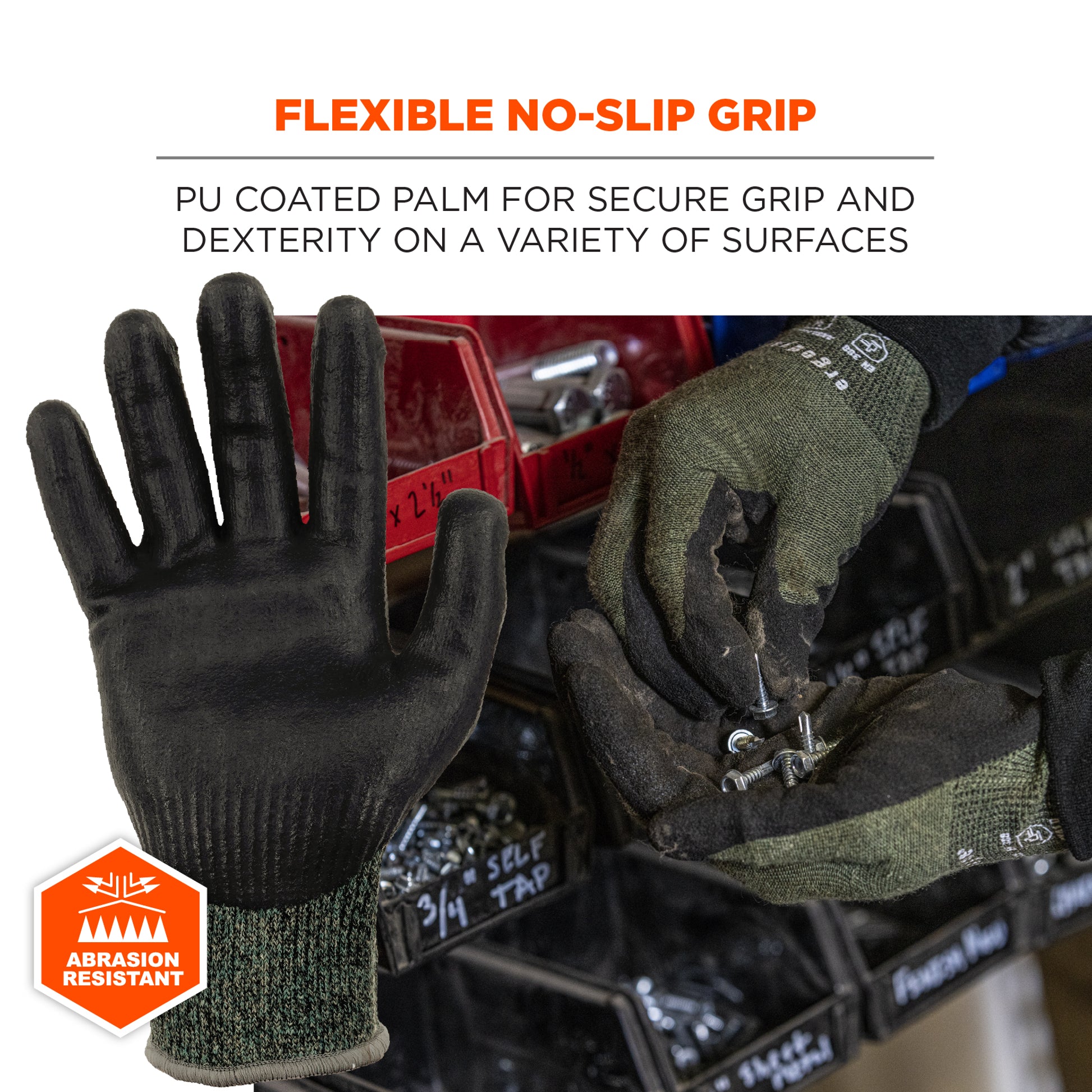 Ergodyne ProFlex 7070 Nitrile Coated Cut-Resistant Gloves - ANSI/ISEA 105-2016 A7, EN388: 4X42F, 13g, Heat Resistant - Green - 1-pair