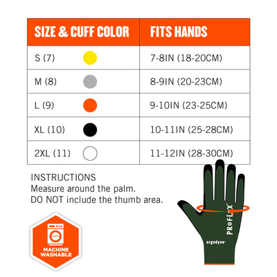 Ergodyne ProFlex 7070 Nitrile Coated Cut-Resistant Gloves - ANSI/ISEA 105-2016 A7, EN388: 4X42F, 13g, Heat Resistant - Green - 1-pair