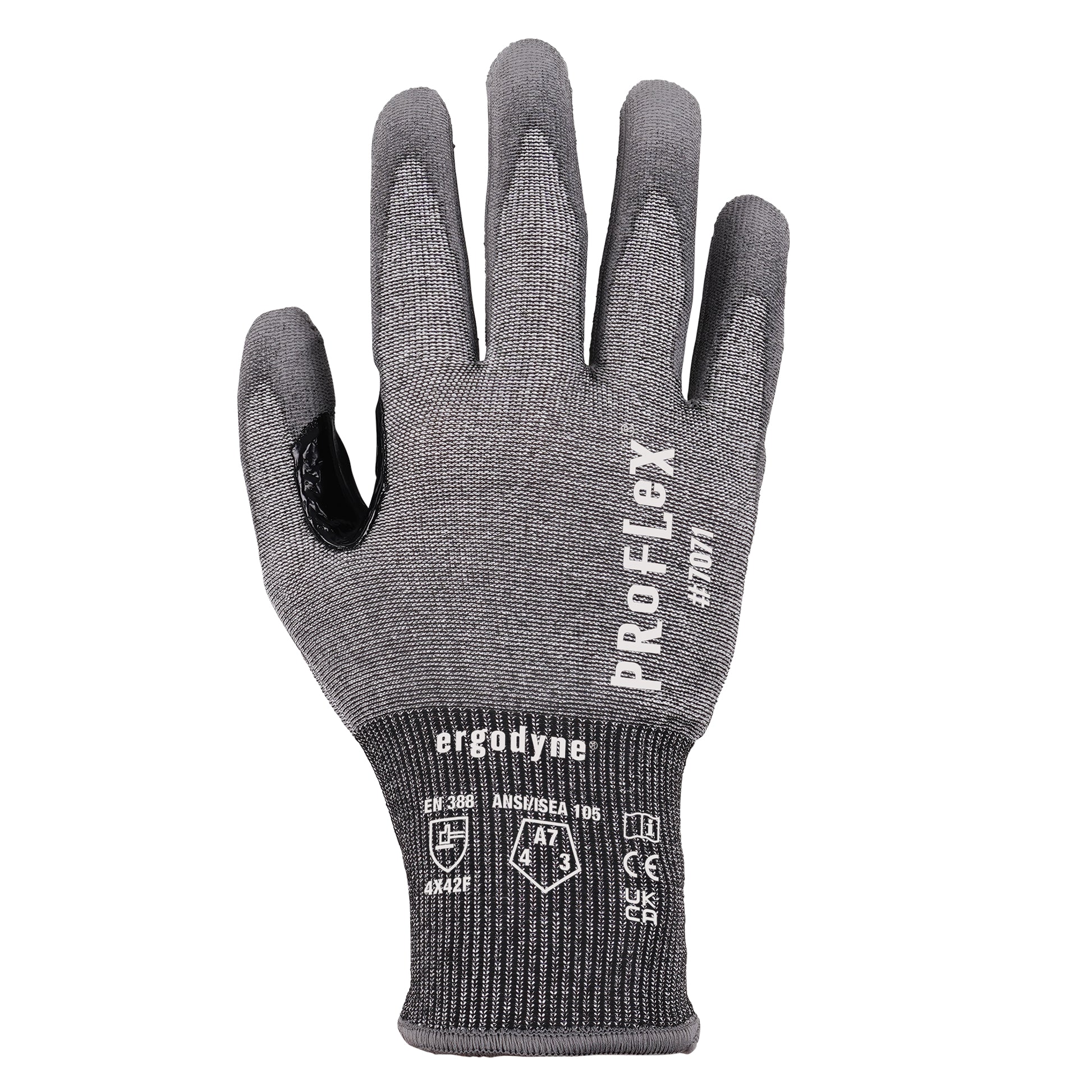 Ergodyne ProFlex 7071 PU Coated Cut-Resistant Gloves - ANSI/ISEA 105-2016 A7, EN388: 4X42F, 18g - Gray - 1-pair