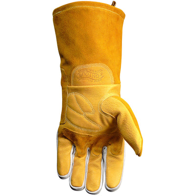 Caiman Premium Pig Grain MIG/Stick Welder's Glove w/FR Cotton Fleece Lining & Heat Shield - Gold - 6/PR - 1812