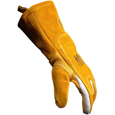Caiman Premium Pig Grain MIG/Stick Welder's Glove w/FR Cotton Fleece Lining & Heat Shield - Gold - 6/PR - 1812