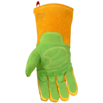 Caiman Premium Wasabi Green Split Deerskin MIG/Stick Welder's Glove w/FR Foam/Fleece Insulation - 6/PR - 1816