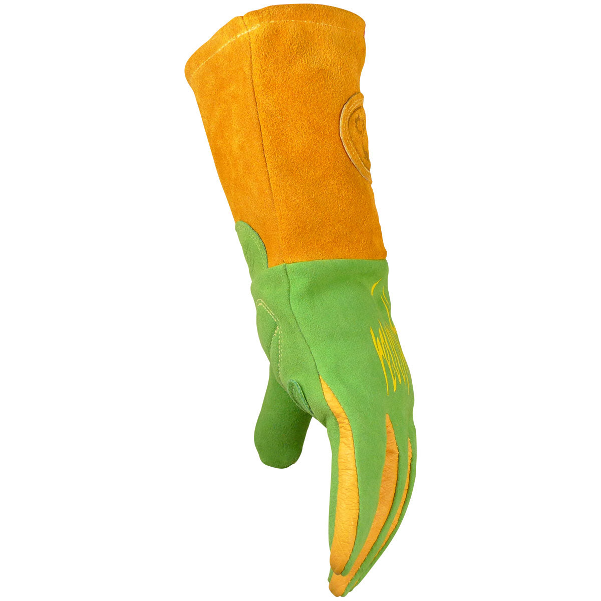 Caiman Premium Wasabi Green Split Deerskin MIG/Stick Welder's Glove w/FR Foam/Fleece Insulation - 6/PR - 1816