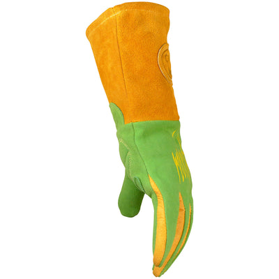 Caiman Premium Wasabi Green Split Deerskin MIG/Stick Welder's Glove w/FR Foam/Fleece Insulation - 6/PR - 1816