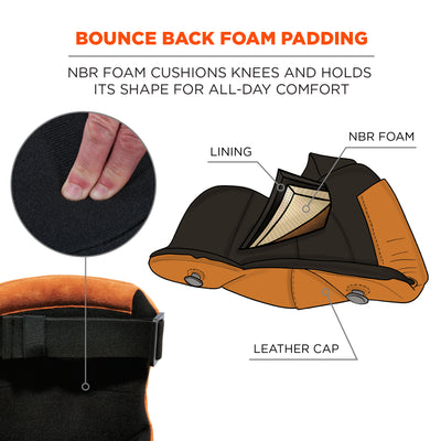 Ergodyne ProFlex 230LTR Leather Knee Pads - Wide Soft Cap
