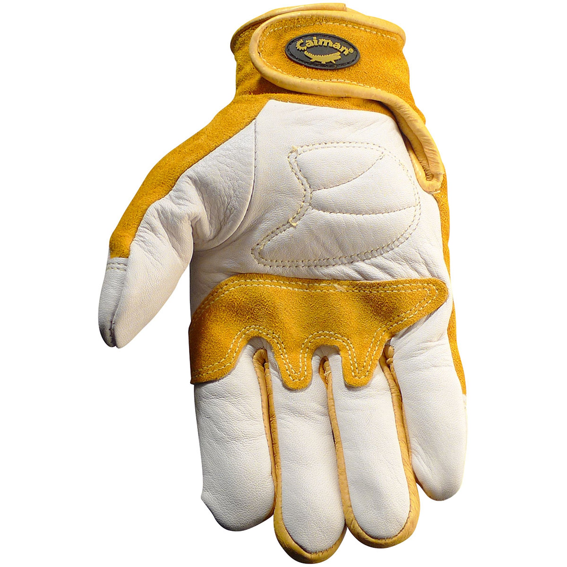 Caiman Premium Cow Grain TIG/MIG Welder's Gloves w/Split Cowhide Back - Hook & Loop Closure - Gold - 6/PR - 1828