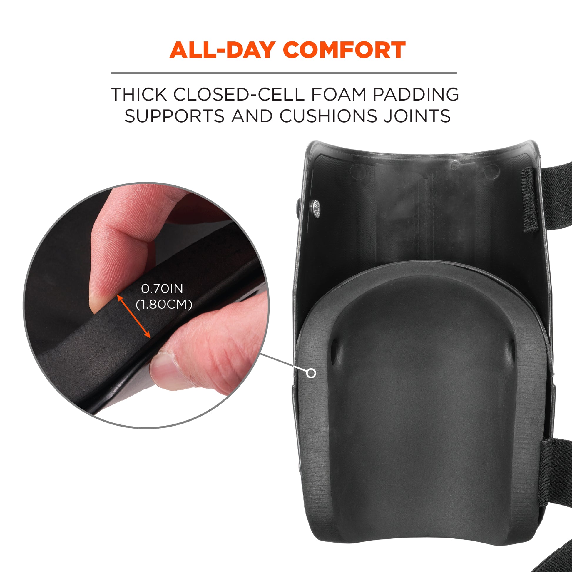 Ergodyne Proflex 360 Hard Shell Hinged Knee Pads - Non-Marring Rubber Cap