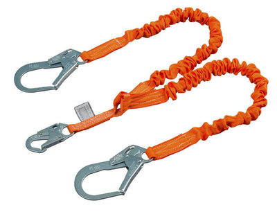 Miller Titan II 6 ft. Double Leg Stretch Tubular Built-In Shock-Absorbing Lanyard w/Locking Rebar Hooks T5122SS-Z7/6FTAF