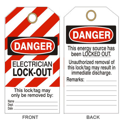 DANGER ELECTRICIAN LOCKOUT TAG