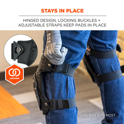 Ergodyne ProFlex 435 Comfort Hinge Gel Knee Pads - Long Hard Cap