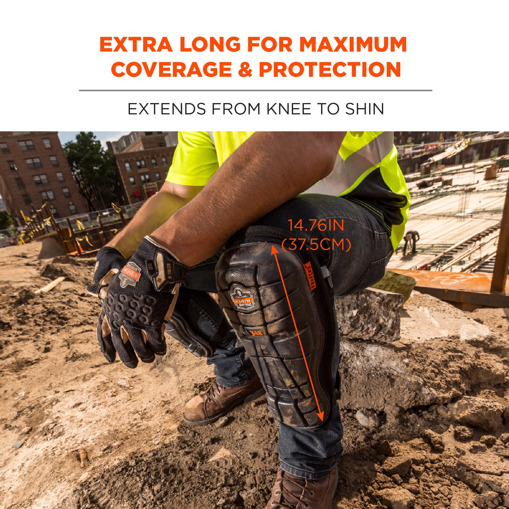 Ergodyne ProFlex 342 Injected Gel Knee Pads - Extra Long Hard Cap