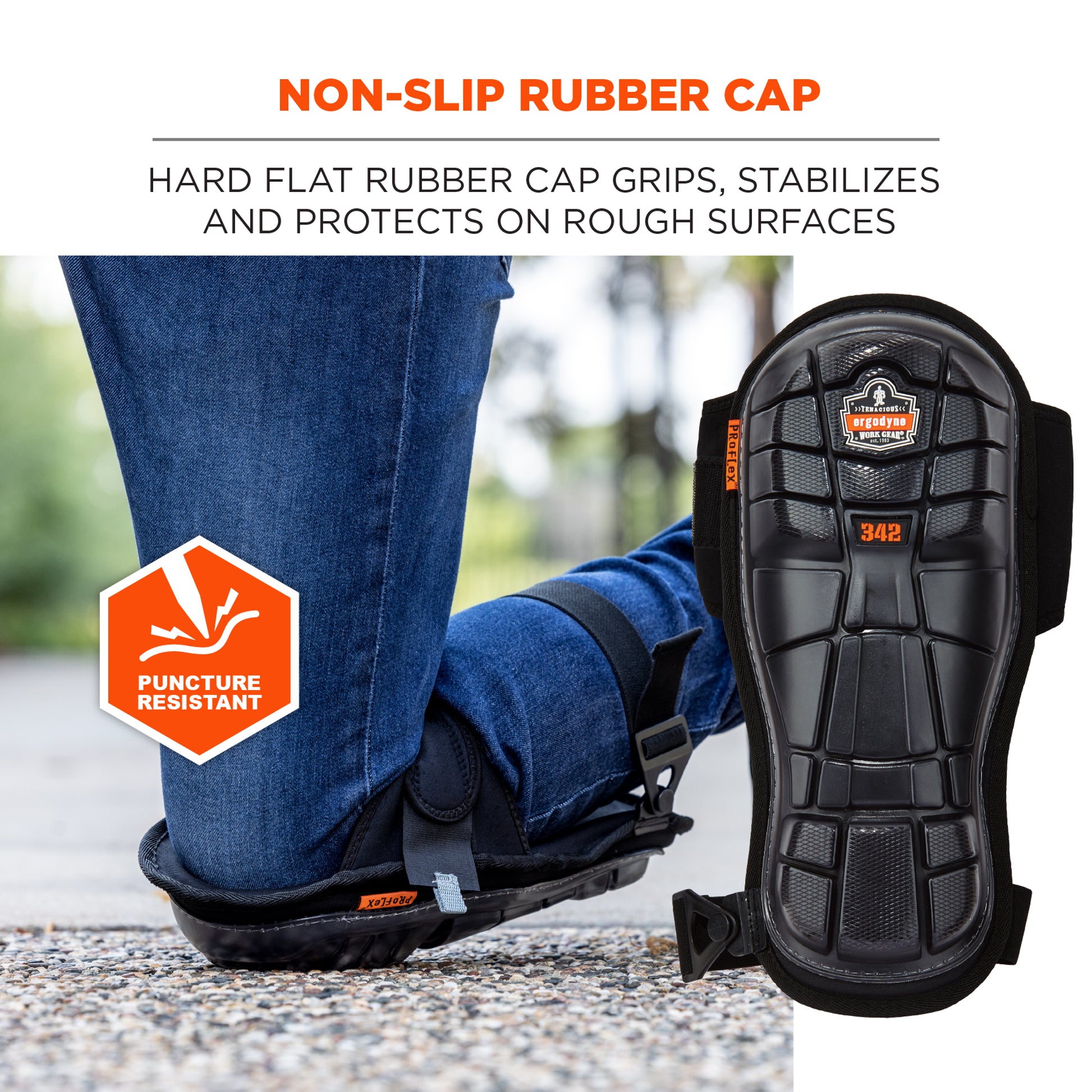 Ergodyne ProFlex 342 Injected Gel Knee Pads - Extra Long Hard Cap