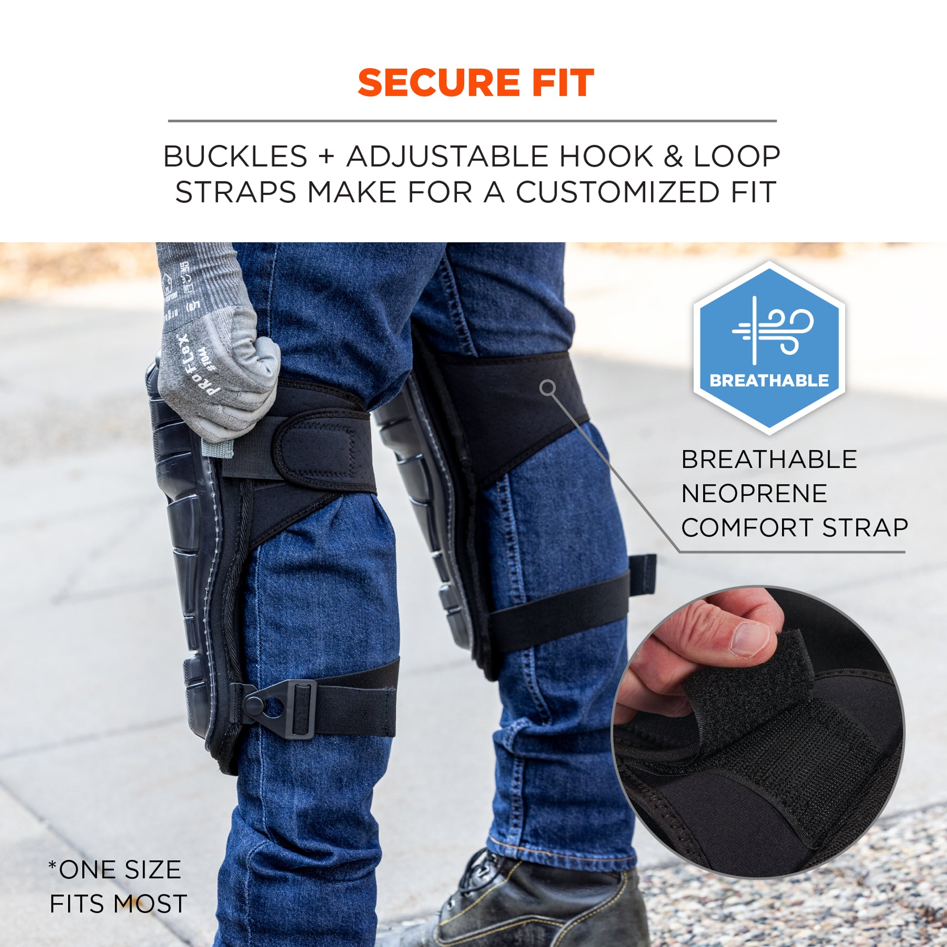 Ergodyne ProFlex 342 Injected Gel Knee Pads - Extra Long Hard Cap