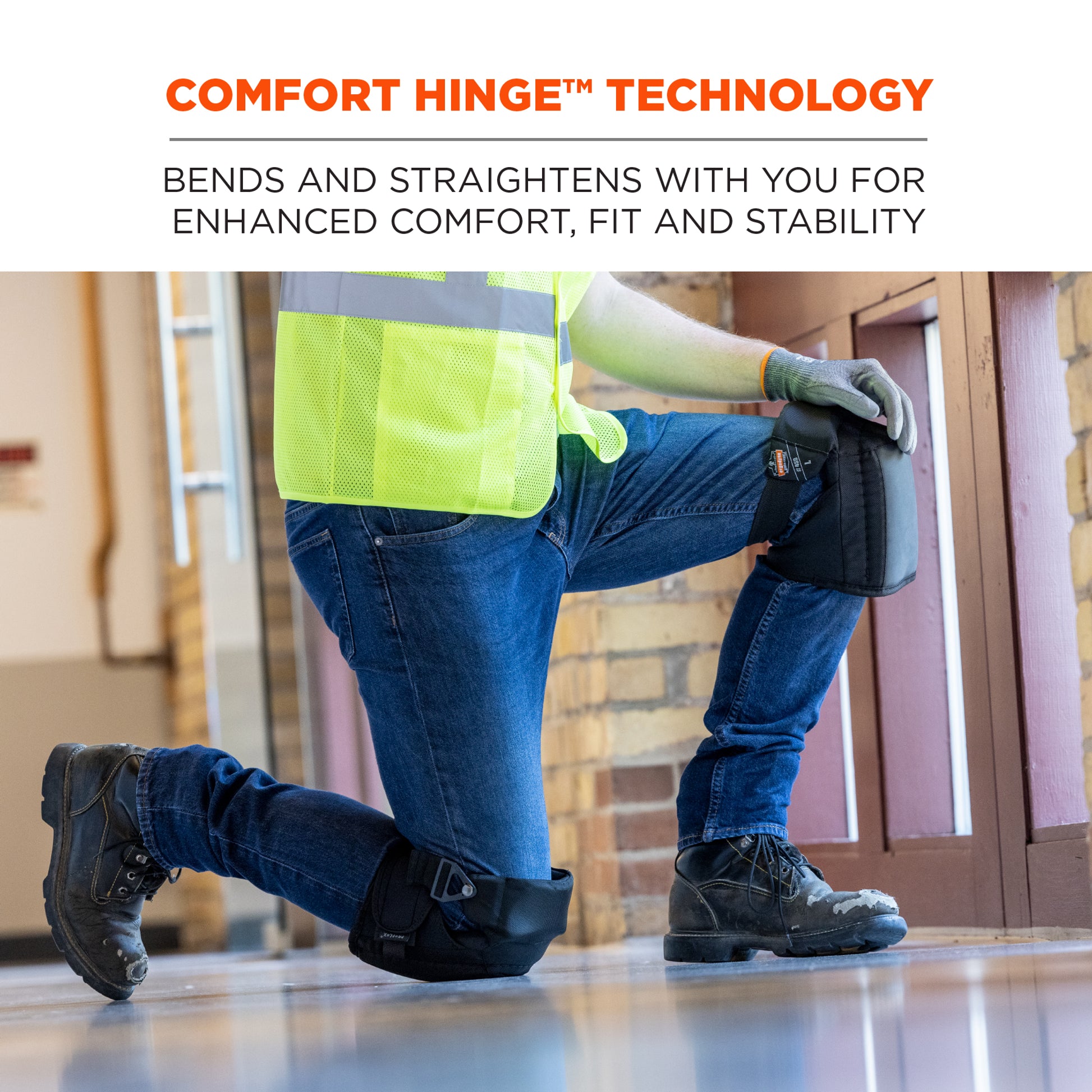 Ergodyne ProFlex 450 Comfort Hinge Gel Knee Pads - Long Soft Cap