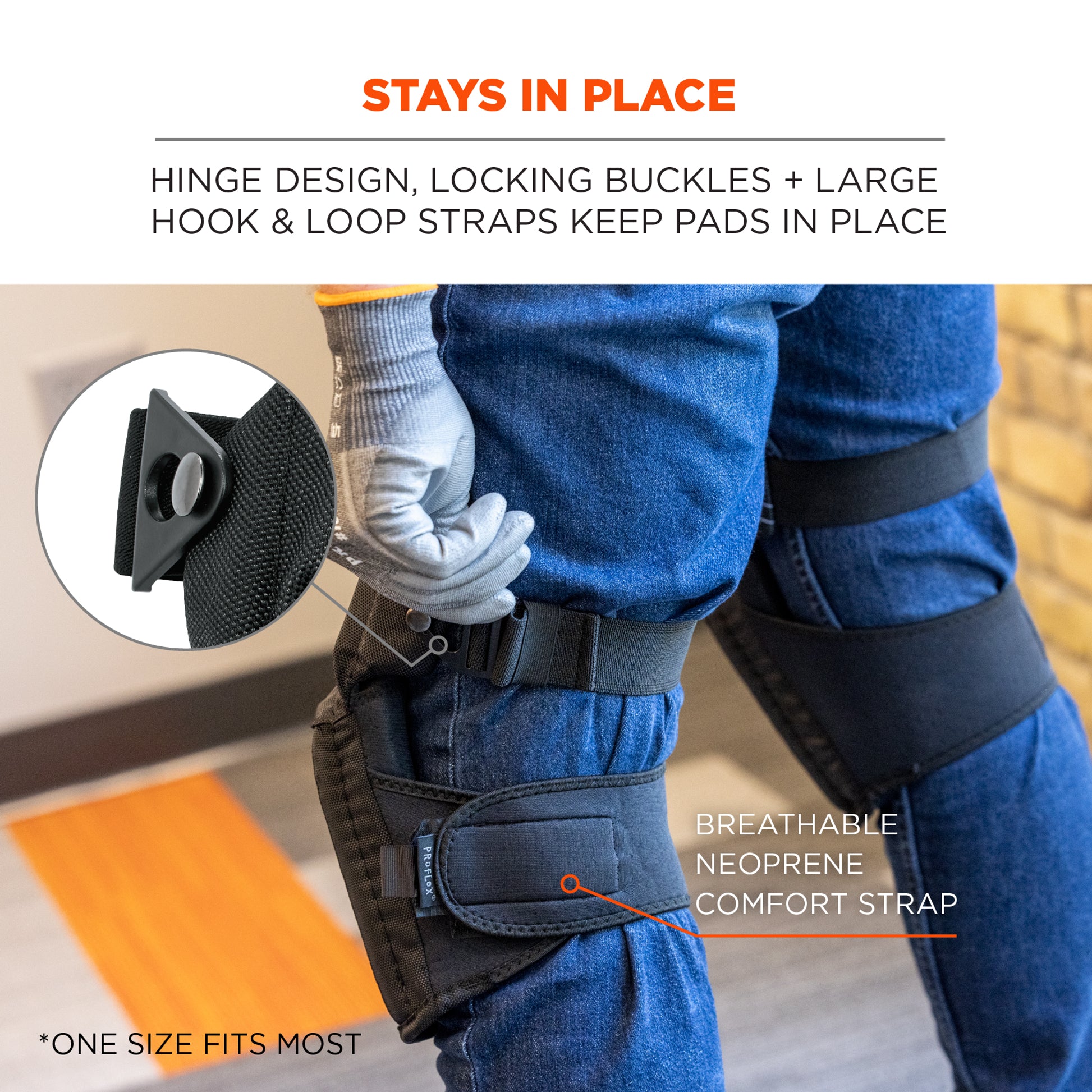 Ergodyne ProFlex 450 Comfort Hinge Gel Knee Pads - Long Soft Cap