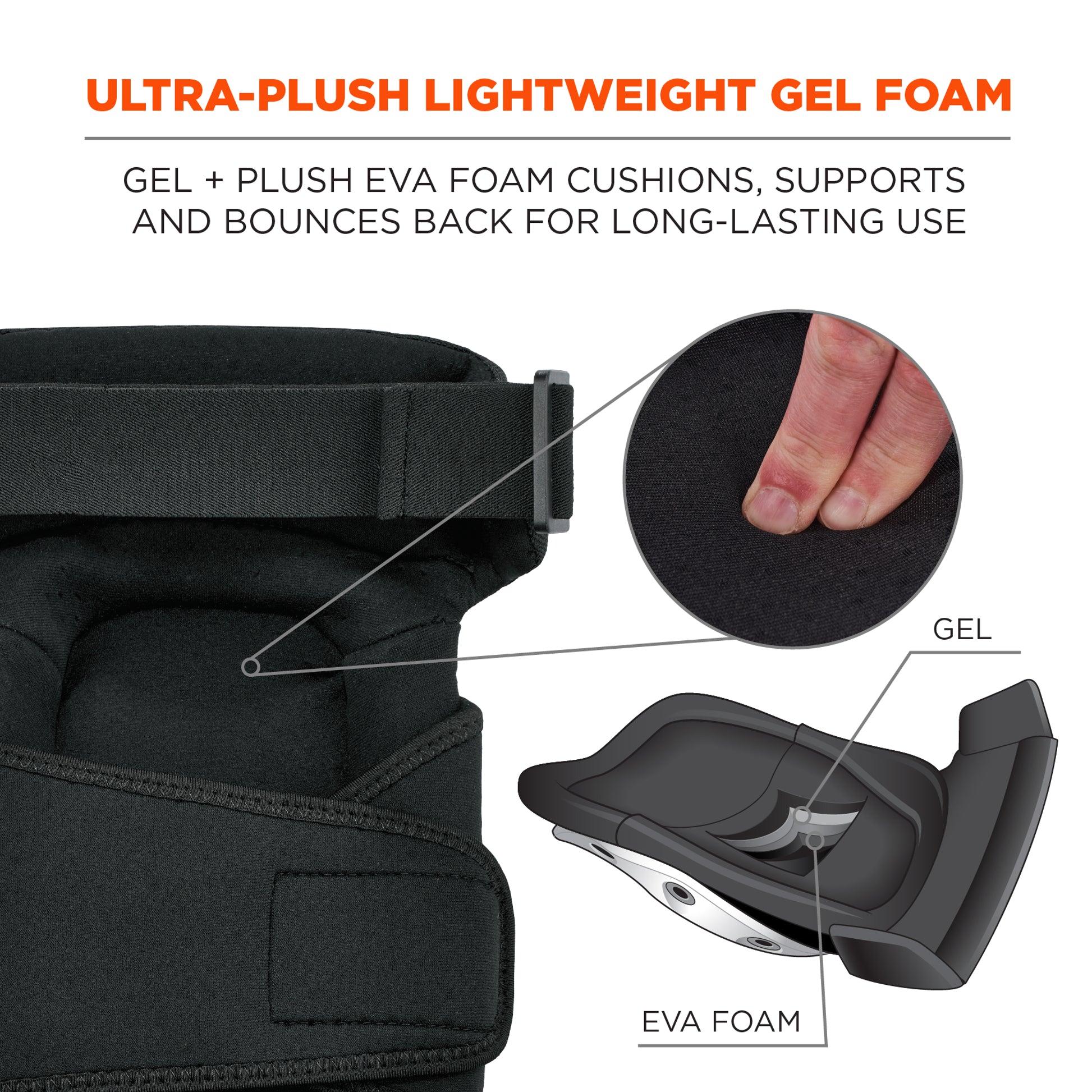 Ergodyne ProFlex 450 Comfort Hinge Gel Knee Pads - Long Soft Cap