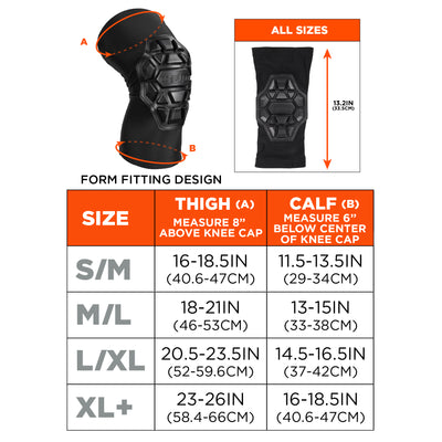 Ergodyne ProFlex 550 Padded Knee Sleeves - 3-Layer Foam Cap (Pair)
