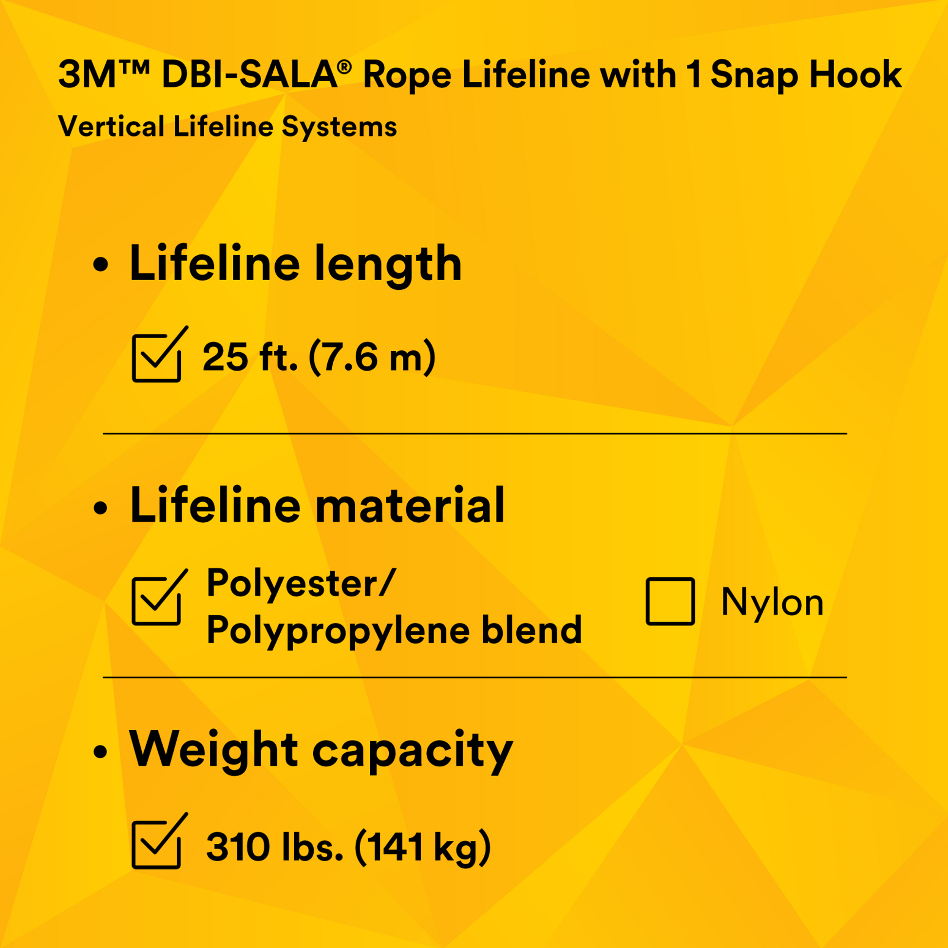 3M DBI-SALA Rope Lifeline with Snap Hook - 1202742