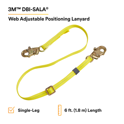 3M DBI-SALA Adjustable Web Positioning Lanyard - 6 ft - 1231016