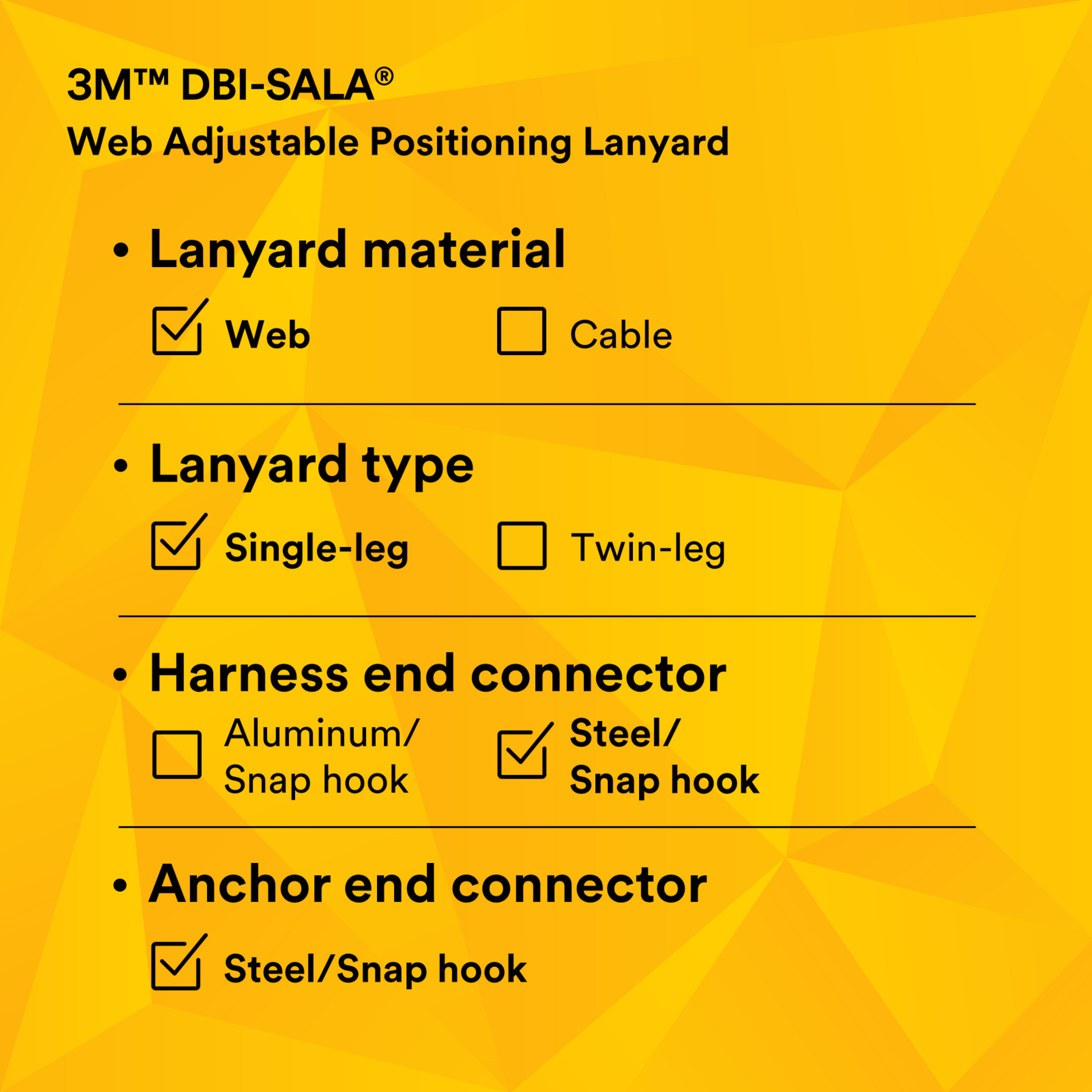 3M DBI-SALA Adjustable Web Positioning Lanyard - 6 ft - 1231016