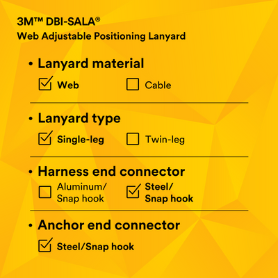3M DBI-SALA Adjustable Web Positioning Lanyard - 6 ft - 1231016