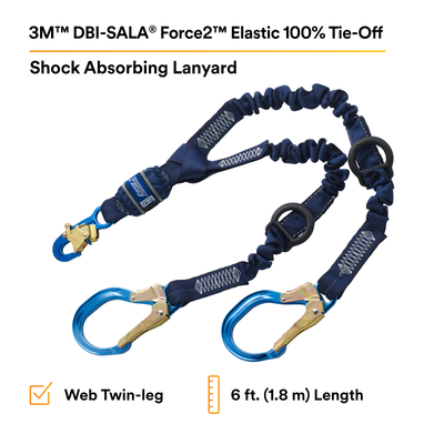 3M DBI-SALA Force2 Elastic 100% Tie-Off Shock Absorbing Lanyard - 1246032