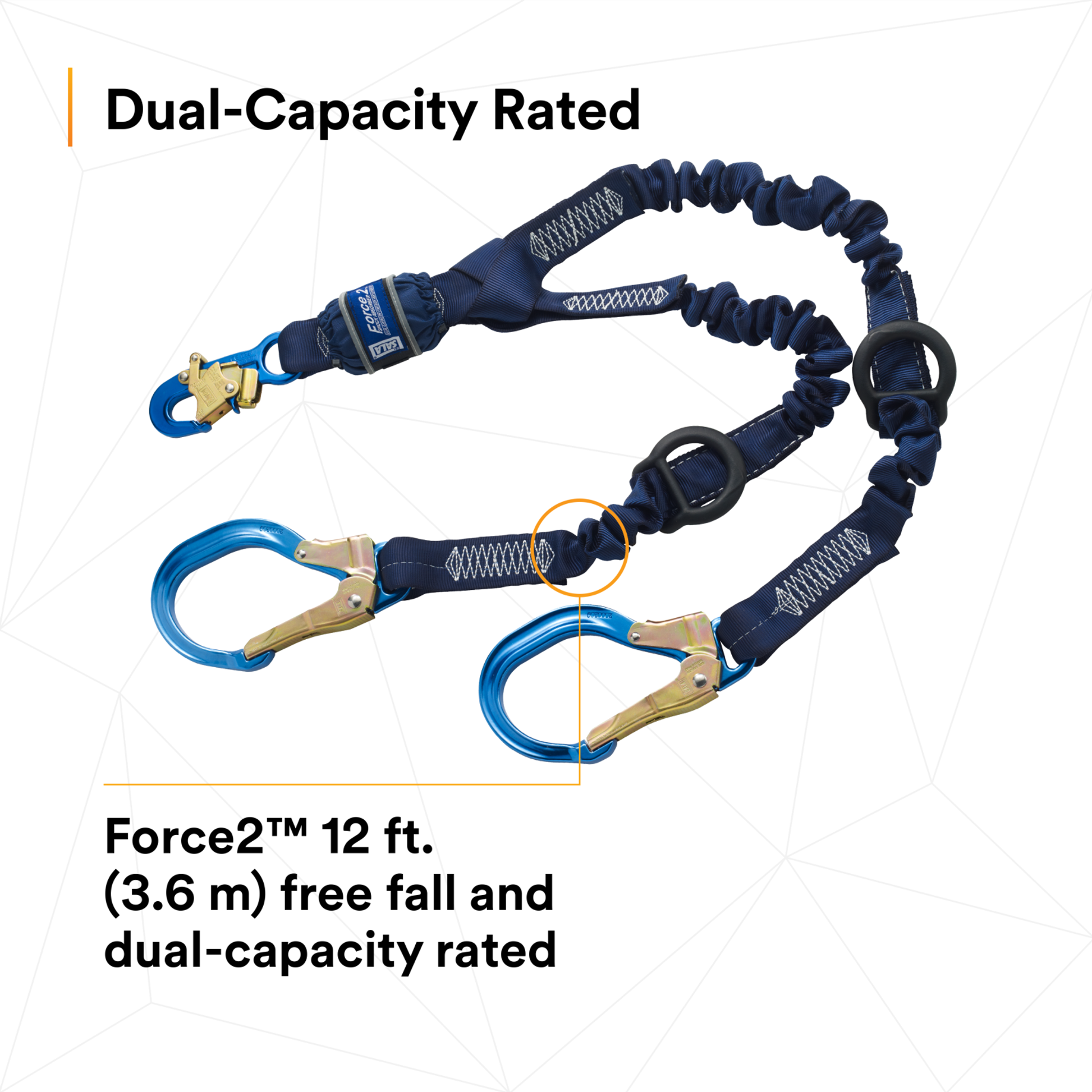 3M DBI-SALA Force2 Elastic 100% Tie-Off Shock Absorbing Lanyard - 1246032