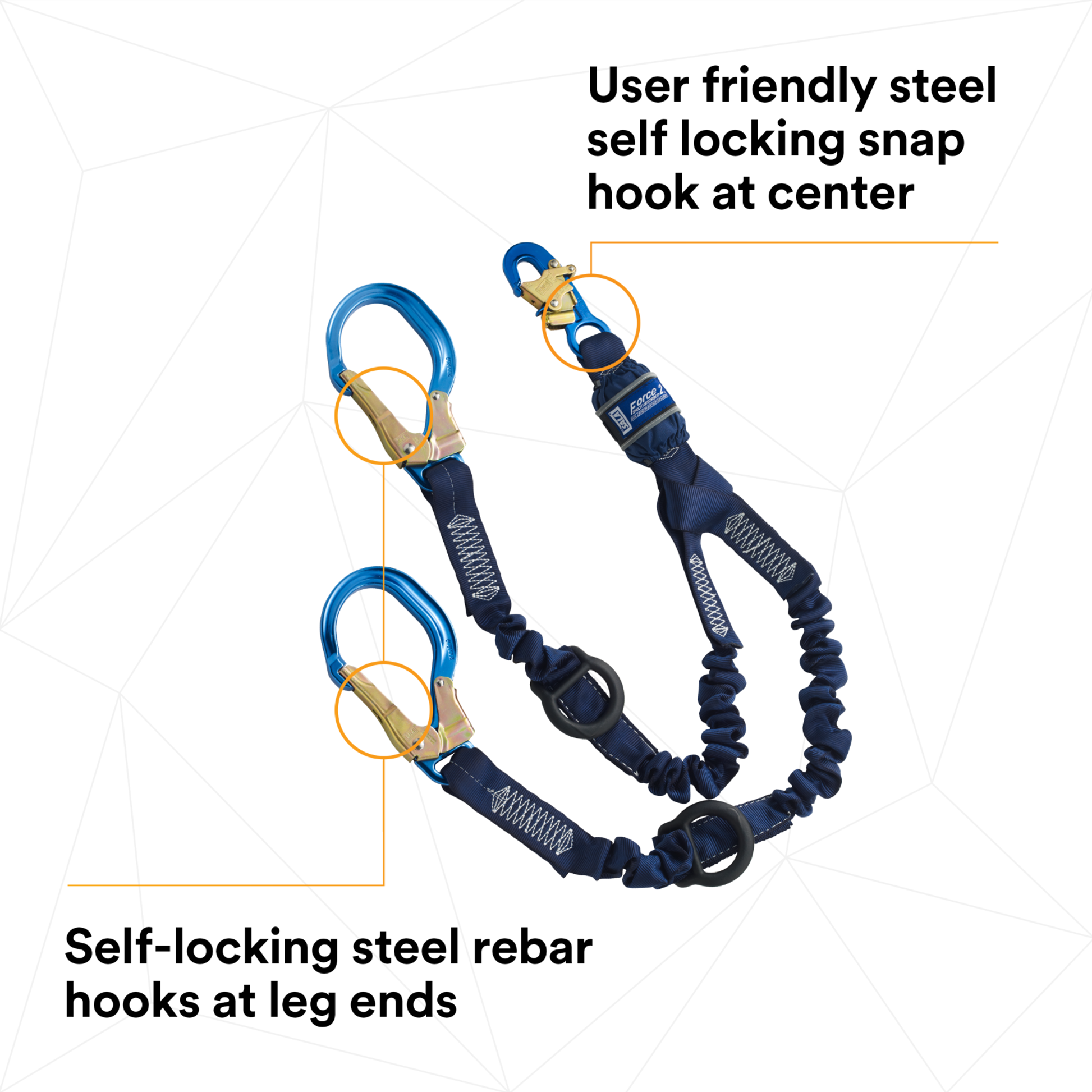 3M DBI-SALA Force2 Elastic 100% Tie-Off Shock Absorbing Lanyard - 1246032