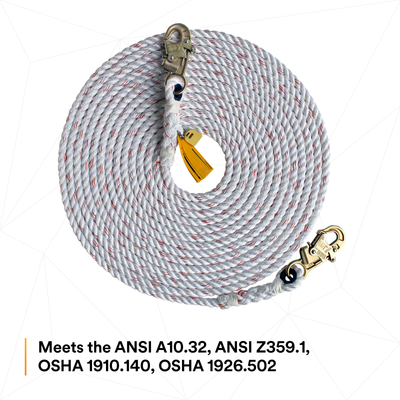 3M DBI-SALA Rope Lifeline with 2 Snap Hooks - 1202823