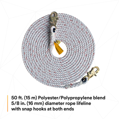 3M DBI-SALA Rope Lifeline with 2 Snap Hooks - 1202823