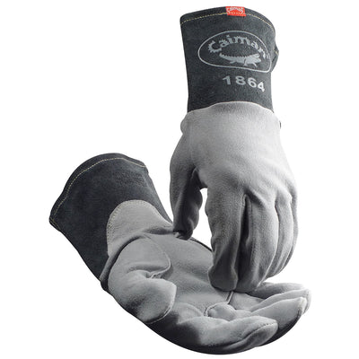 Caiman Premium Split Deerskin TIG Welder's Glove w/a 4" Gray Extended Cuff - 12/PR - 1864