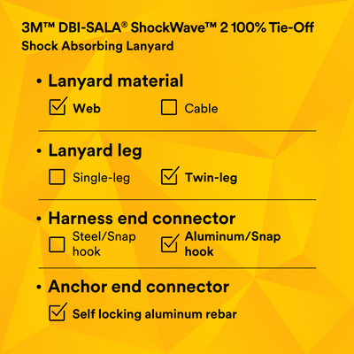 3M DBI-SALA ShockWave2 100% Tie-Off Shock Absorbing Lanyard - 1244409