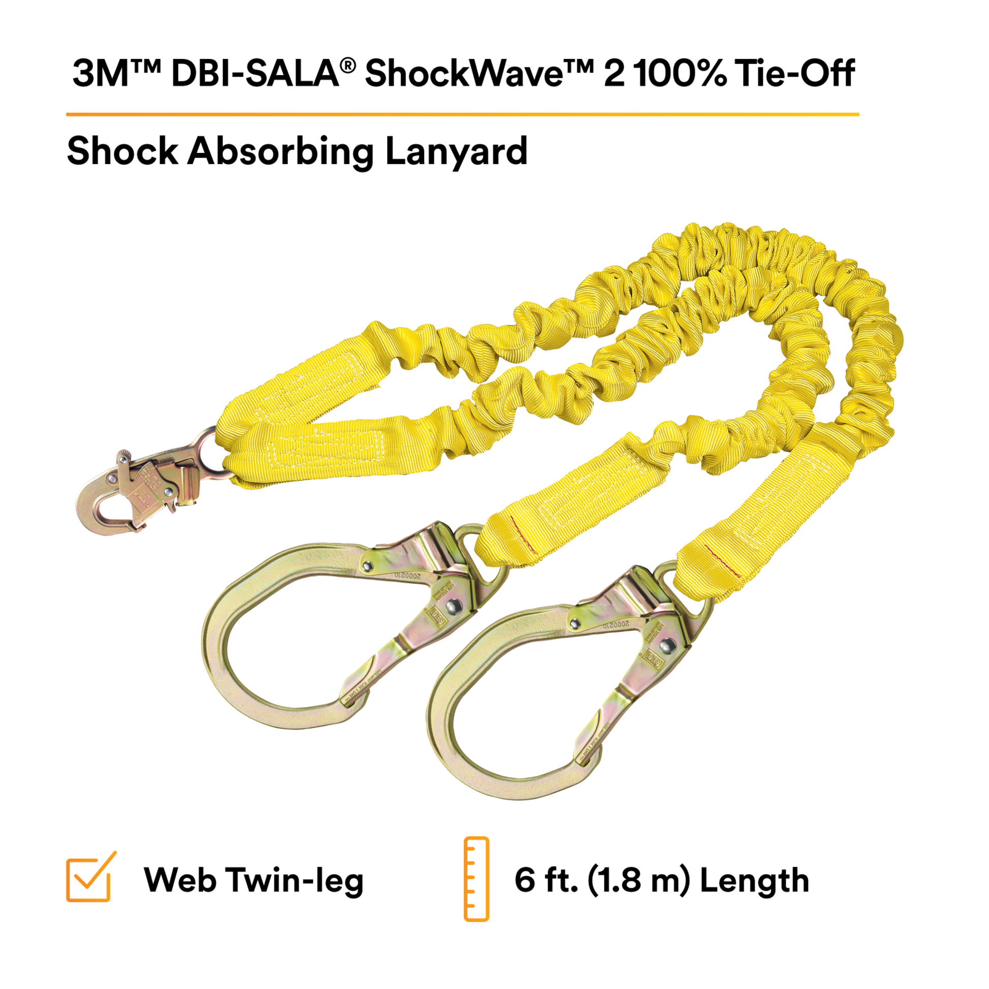 3M DBI-SALA ShockWave2 100% Tie-Off Shock Absorbing Lanyard - 1244412