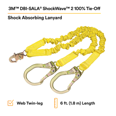 3M DBI-SALA ShockWave2 100% Tie-Off Shock Absorbing Lanyard - 1244412