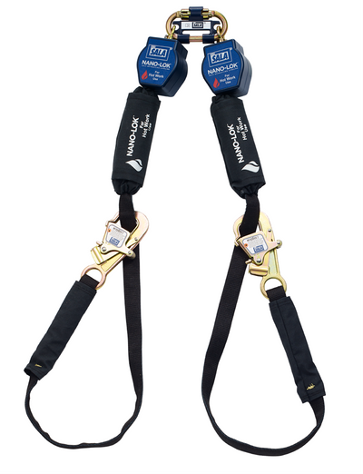 3M DBI-SALA Nano-Lok Tie-Back Twin-Leg Personal Self-Retracting Lifeline - Kevlar Fiber Web - 9 ft - 3101326