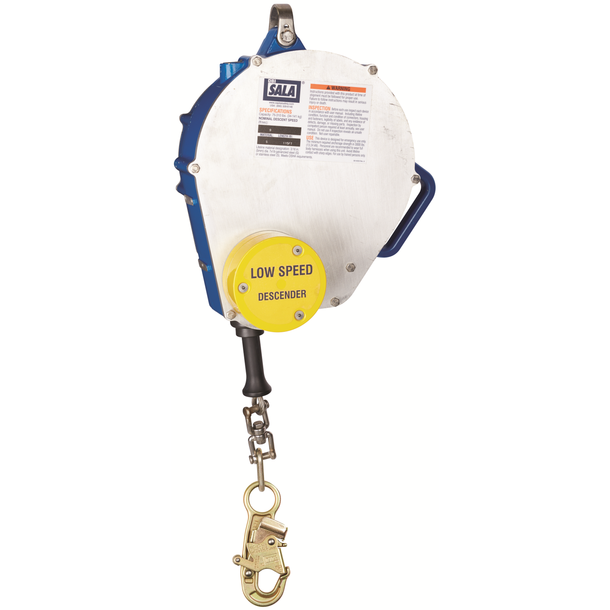3M DBI-SALA Rollgliss Vertical Low Speed Automatic Descender - Galvanized Steel Cable/Hook - 115 ft - 3303000