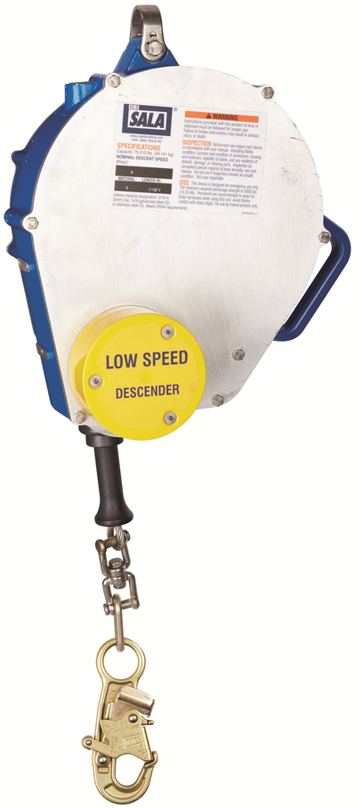 3M DBI-SALA Rollgliss Vertical Low Speed Automatic Descender - Galvanized Steel Cable/Hook - 115 ft - 3303000