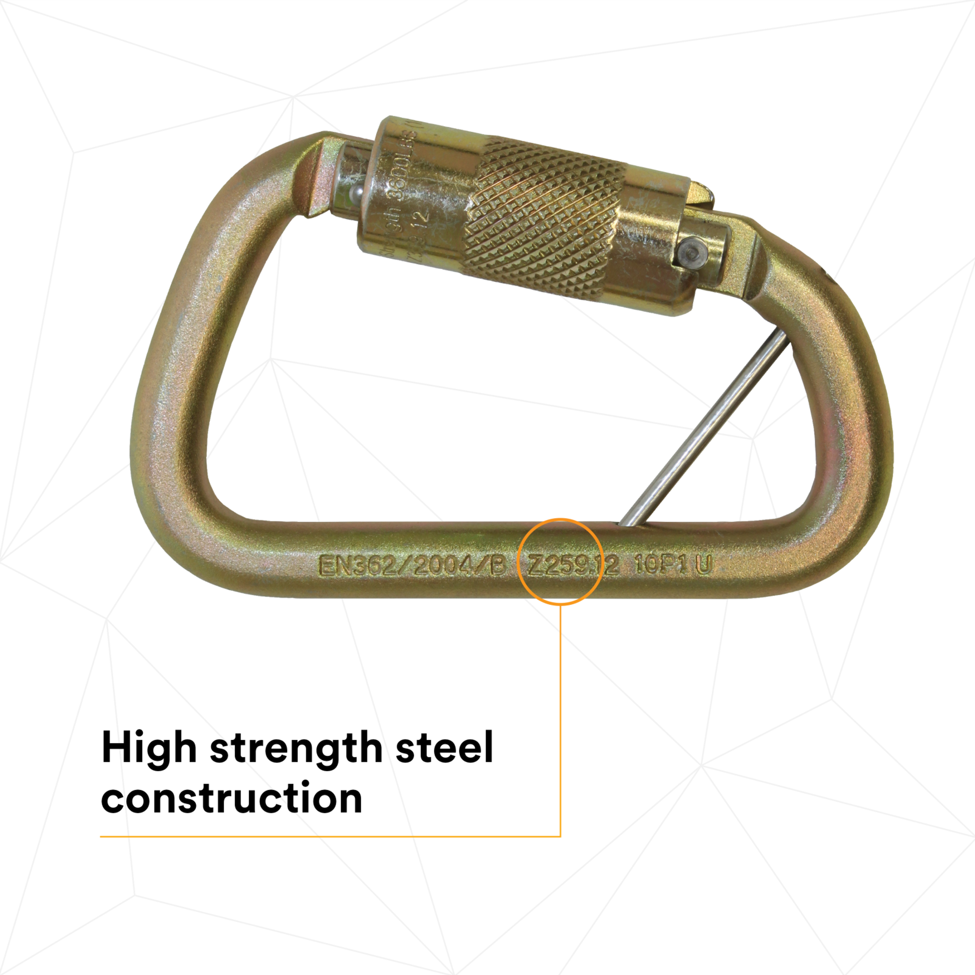 3M DBI-SALA Rollgliss Technical Rescue Offset D Fall Arrest Carabiner with Captive Eye - Gold - Medium - 2000117