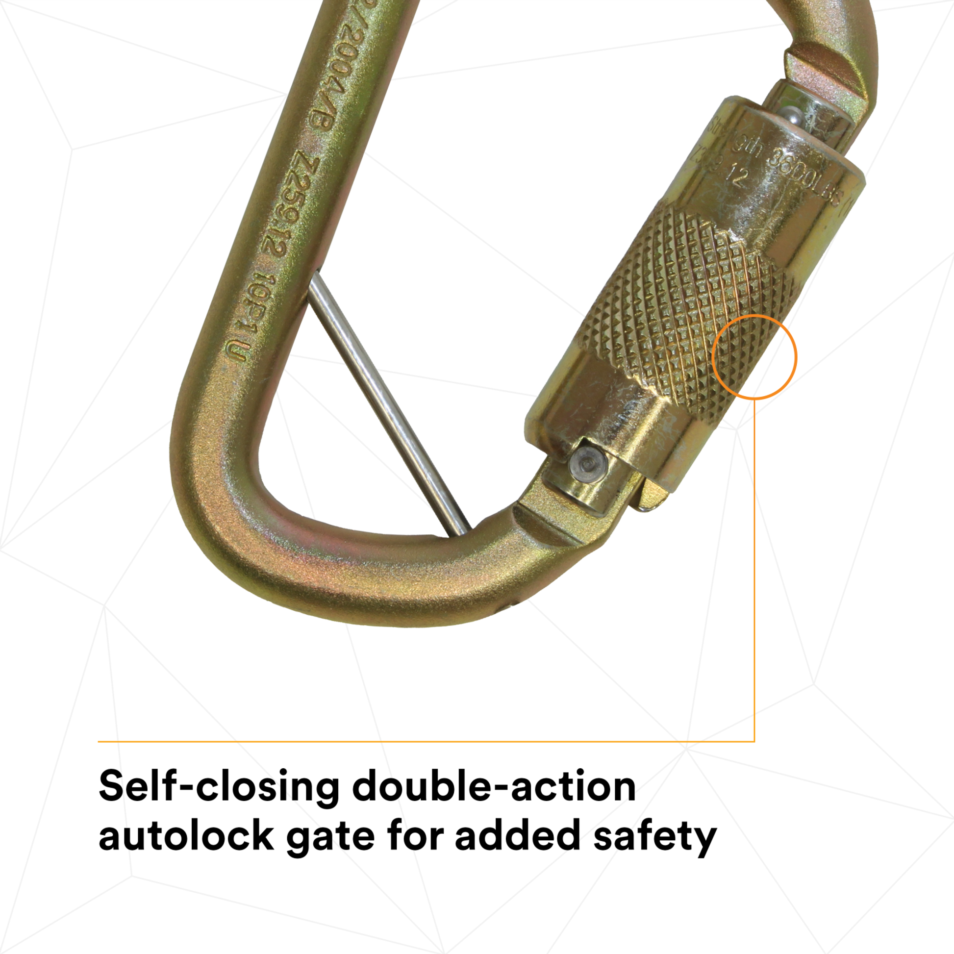 3M DBI-SALA Rollgliss Technical Rescue Offset D Fall Arrest Carabiner with Captive Eye - Gold - Medium - 2000117