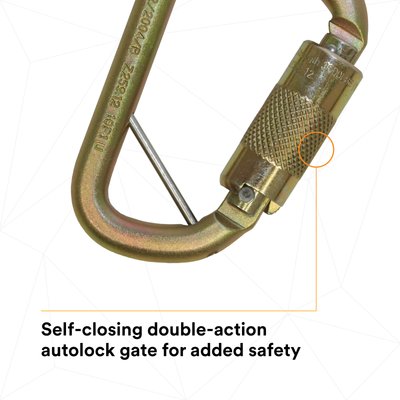 3M DBI-SALA Rollgliss Technical Rescue Offset D Fall Arrest Carabiner with Captive Eye - Gold - Medium - 2000117