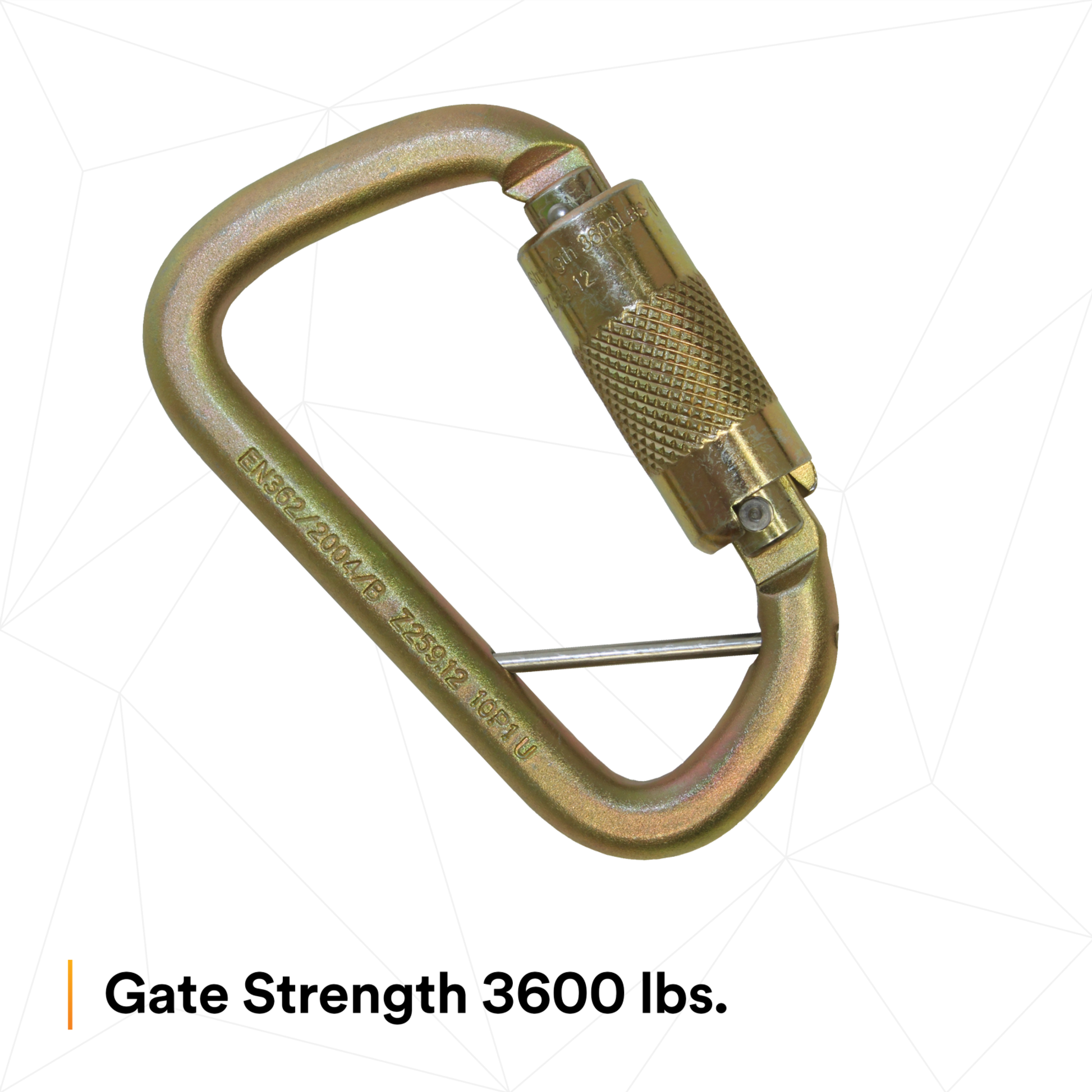 3M DBI-SALA Rollgliss Technical Rescue Offset D Fall Arrest Carabiner with Captive Eye - Gold - Medium - 2000117