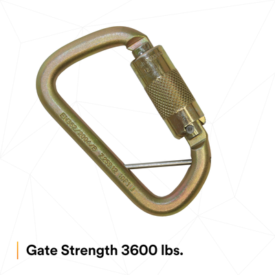 3M DBI-SALA Rollgliss Technical Rescue Offset D Fall Arrest Carabiner with Captive Eye - Gold - Medium - 2000117